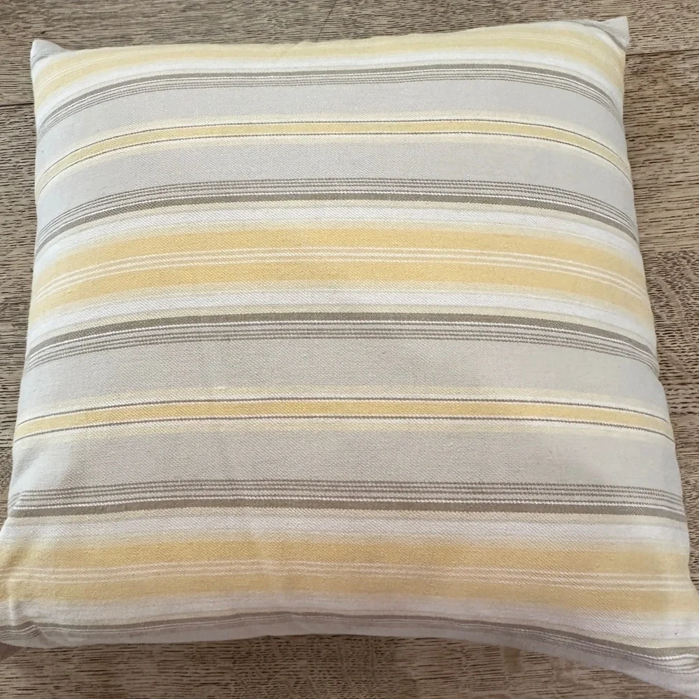 Pottery Barn Belmont Stripe Maize Pillow Cover and Insert Linen Cotton